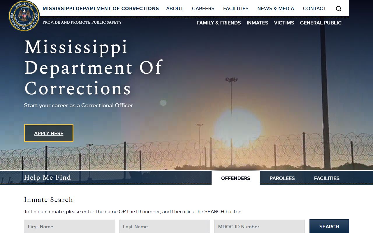 Tallahatchie County inmate population MDOC home search panels